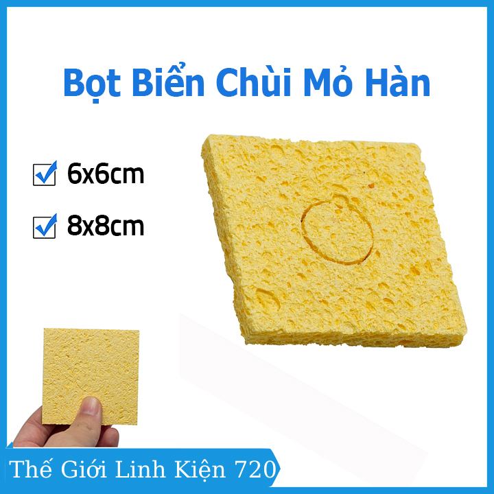 Bọt biển chùi mỏ hàn 6x6cm/8x8cm siêu dầy, độ dầy 3mm