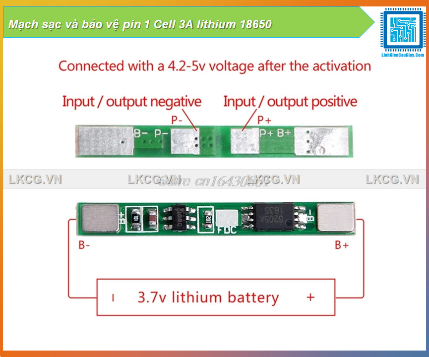 Mạch sạc và bảo vệ pin 1 Cell 3A lithium 18650