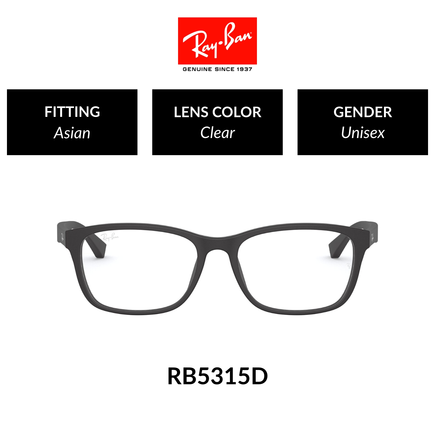 Mắt kính ray-ban - rx5315d 2477 - kính thường size 53