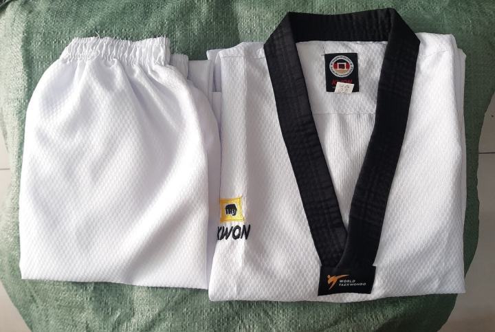 Võ phục Kwon TAEKWONDO vải sọc xương cá