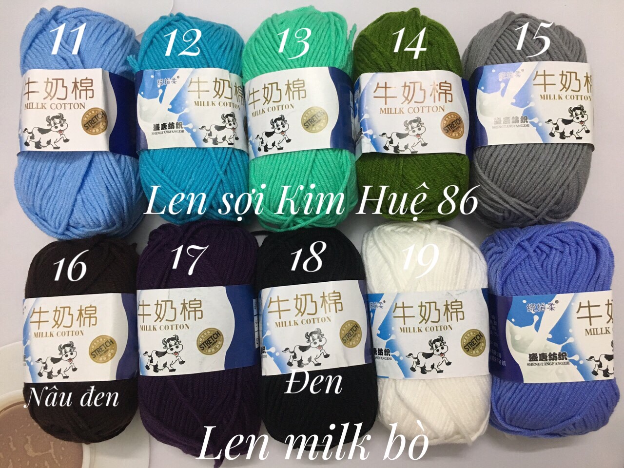 Len milk bò 50gr ( từ màu 01 đến màu 50)