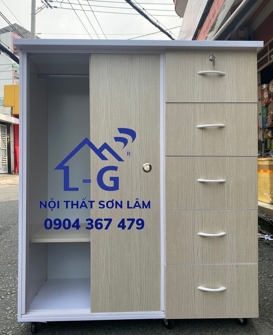 TỦ NHỰA 2 CỬA LÙA+ 5 HỘC KÉO