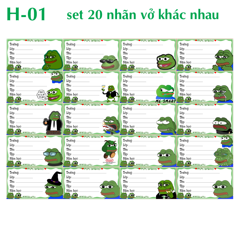 Nhãn vở ếch xanh pepe graffiti - nhãn dán ếch xanh pepe graffiti