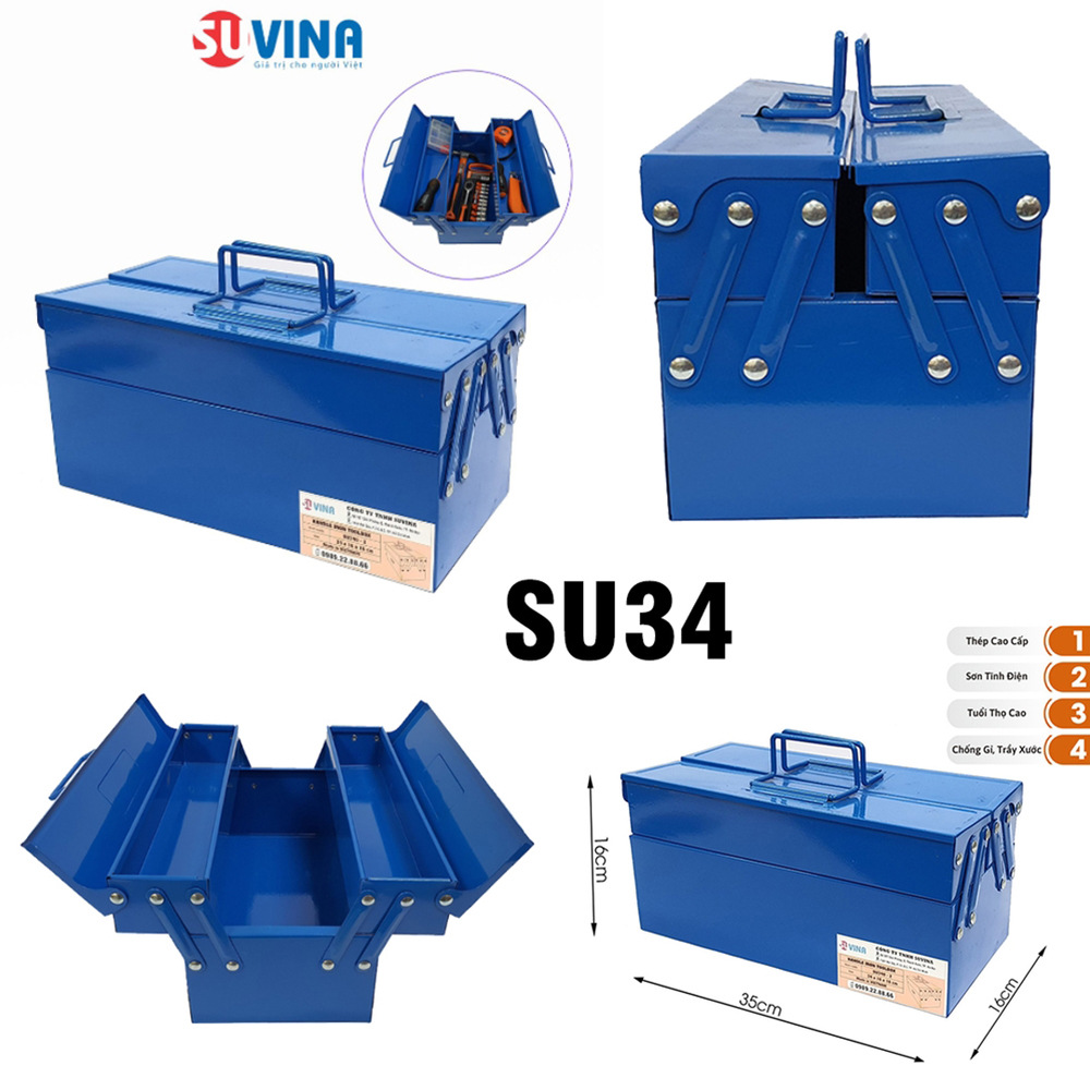 Hộp đựng dụng cụ 2 tầng 2 ngăn su34