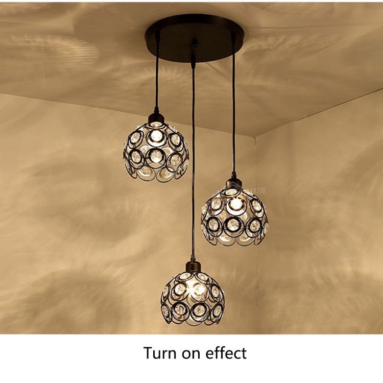 Bộ 03 Đèn thả trần, đèn thả bàn ăn pha lê HAPOVA 6816/3 + Tặng kèm bóng led AS Vàng