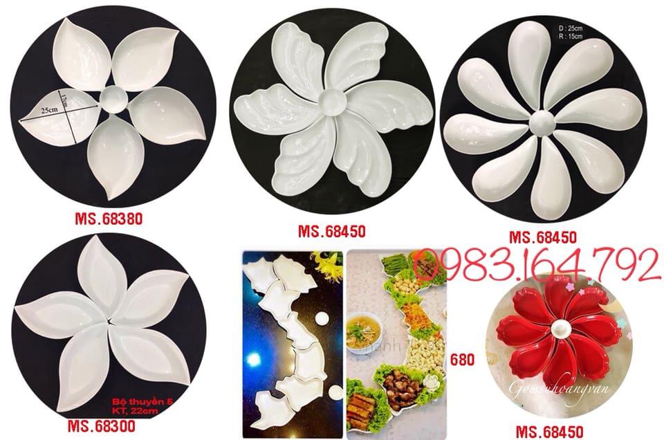 Bộ đĩa ăn bằng sứ hình lá