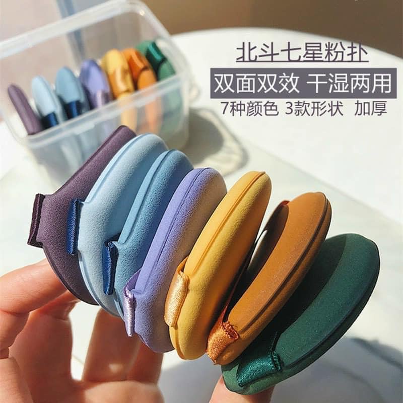 Hộp 7 miếng mút trang điểm nhiều màu