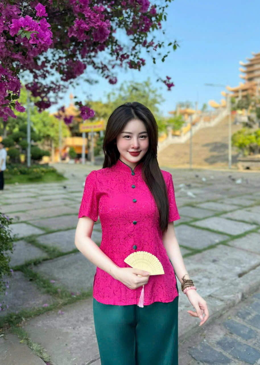 Đồ Lam Đi Chùa # Lụa Hoa Tay Phồng# Quần Áo Nữ