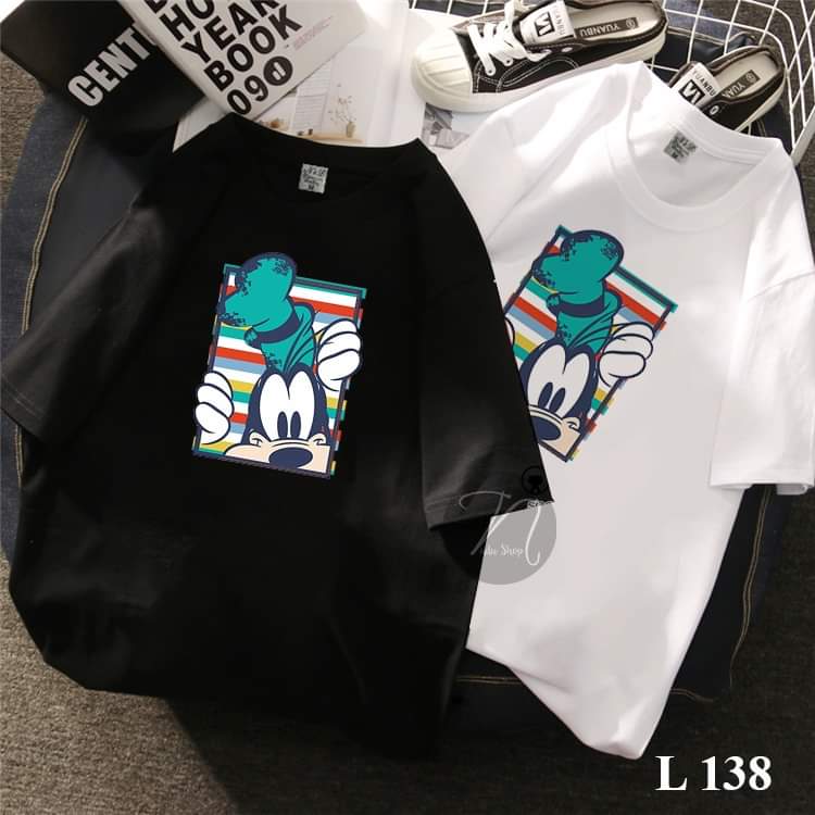 Áo thun nữ form rộng Hàn Quốc in hình Chó Hoạt Hình độc đẹp vải dày mịn mát