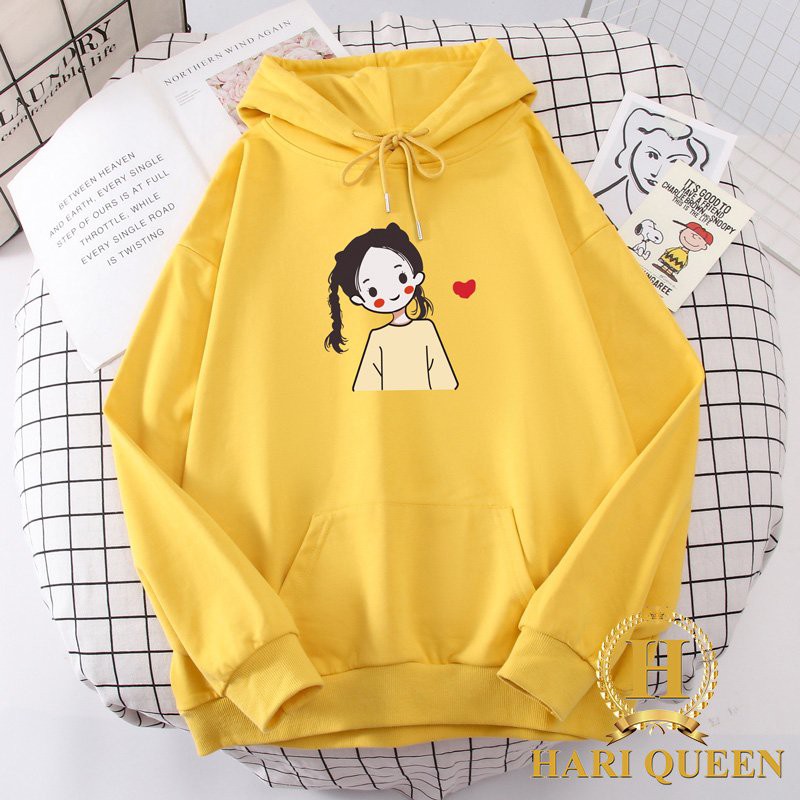 Áo hoodie cô gái kết tóc tim HARI0121