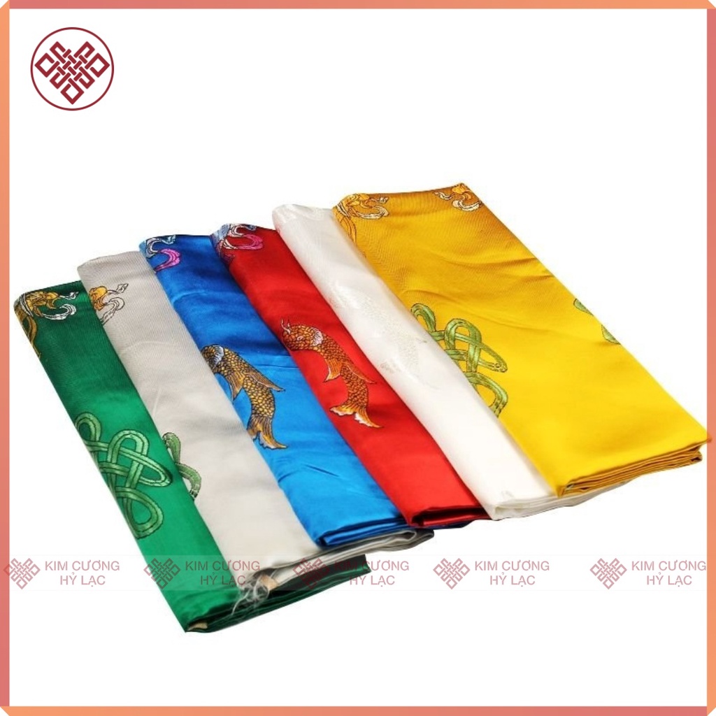 Khăn Khata [Kim Cương Hỷ Lạc] Lụa Thêu Bát Cát Tường 250X48Cm