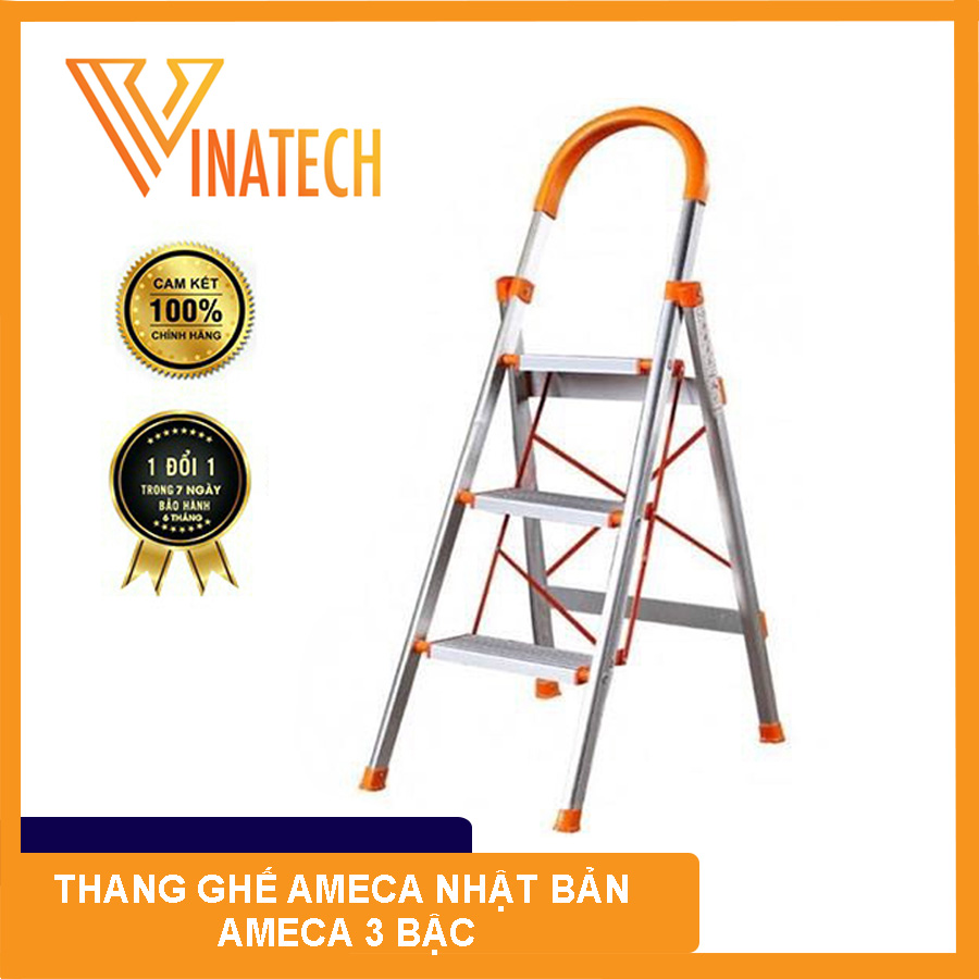 [HÀNG CHÍNH HÃNG] Thang ghế INOX AMECA Nhật Bản 3 BẬC