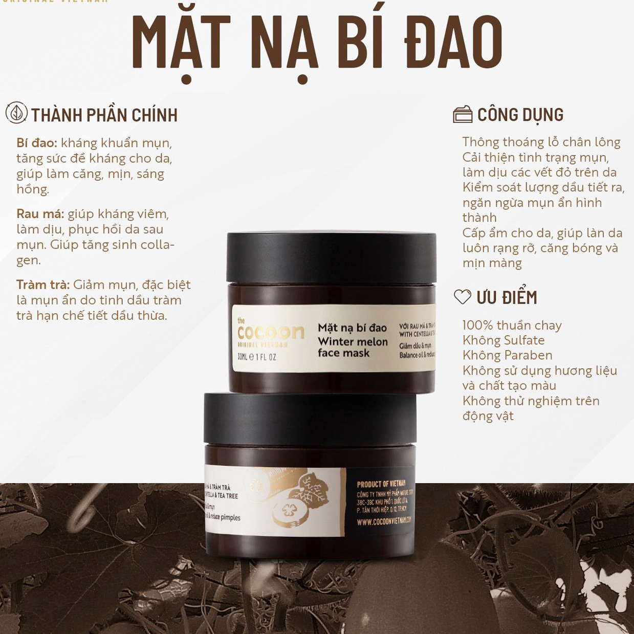 Bộ 2 Mặt Nạ Bí Đao Giảm Mụn Cocoon