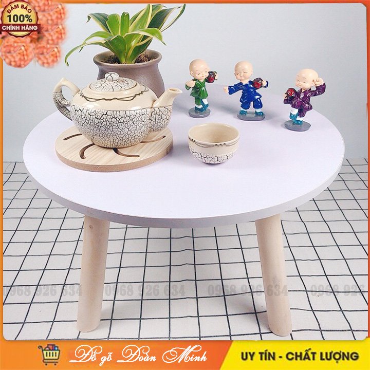 Bàn trà sofa/cafe bàn tròn gỗ ngồi bệt kiểu hàn (Mặt tròn 40cm cao 255cm)