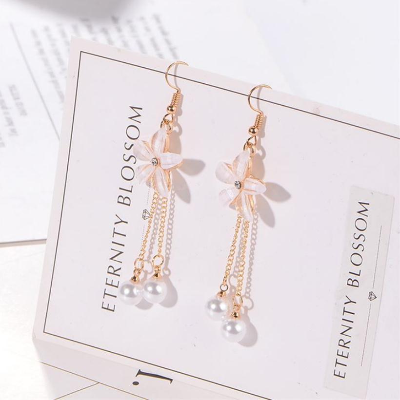 [HCM]Bông Tai Hoa Phong Lan Rừng Ngọc Trai Tòn Ten Phong Cách Hàn BTPHONGLANTONTEN06