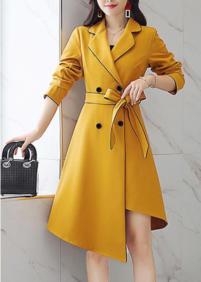 Shoppro - áo khoác kaki manto kiểu áo khoác kaki dính nút tà lệch cách điệu 3123