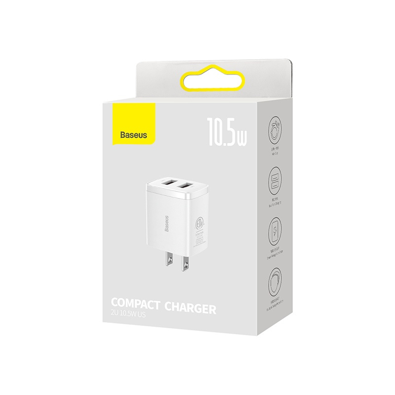 Củ Sạc Baseus Compact Charger 2 Cổng USB 10.5W