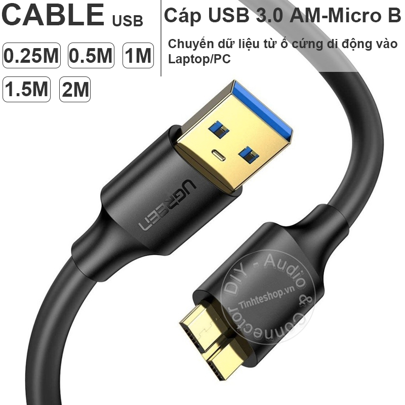 Cáp USB 3.0 cắm cho Ổ cứng di động 2.5'' Ugreen US130 0.25M đến 2M - Dây USB 3.0 AM sang Micro BM