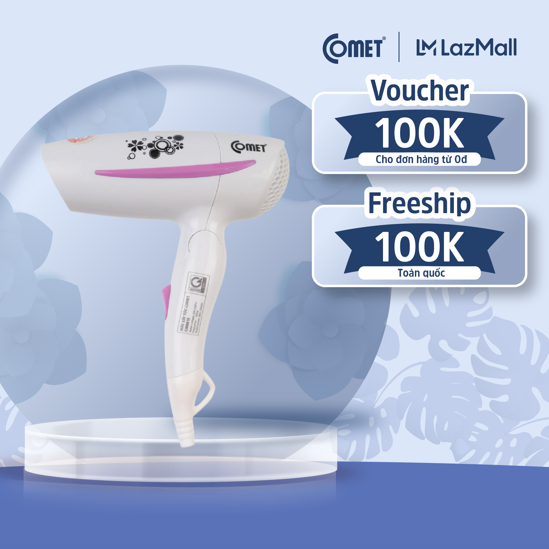 Máy sấy tóc COMET - CM6616 - Hàng Chính Hãng