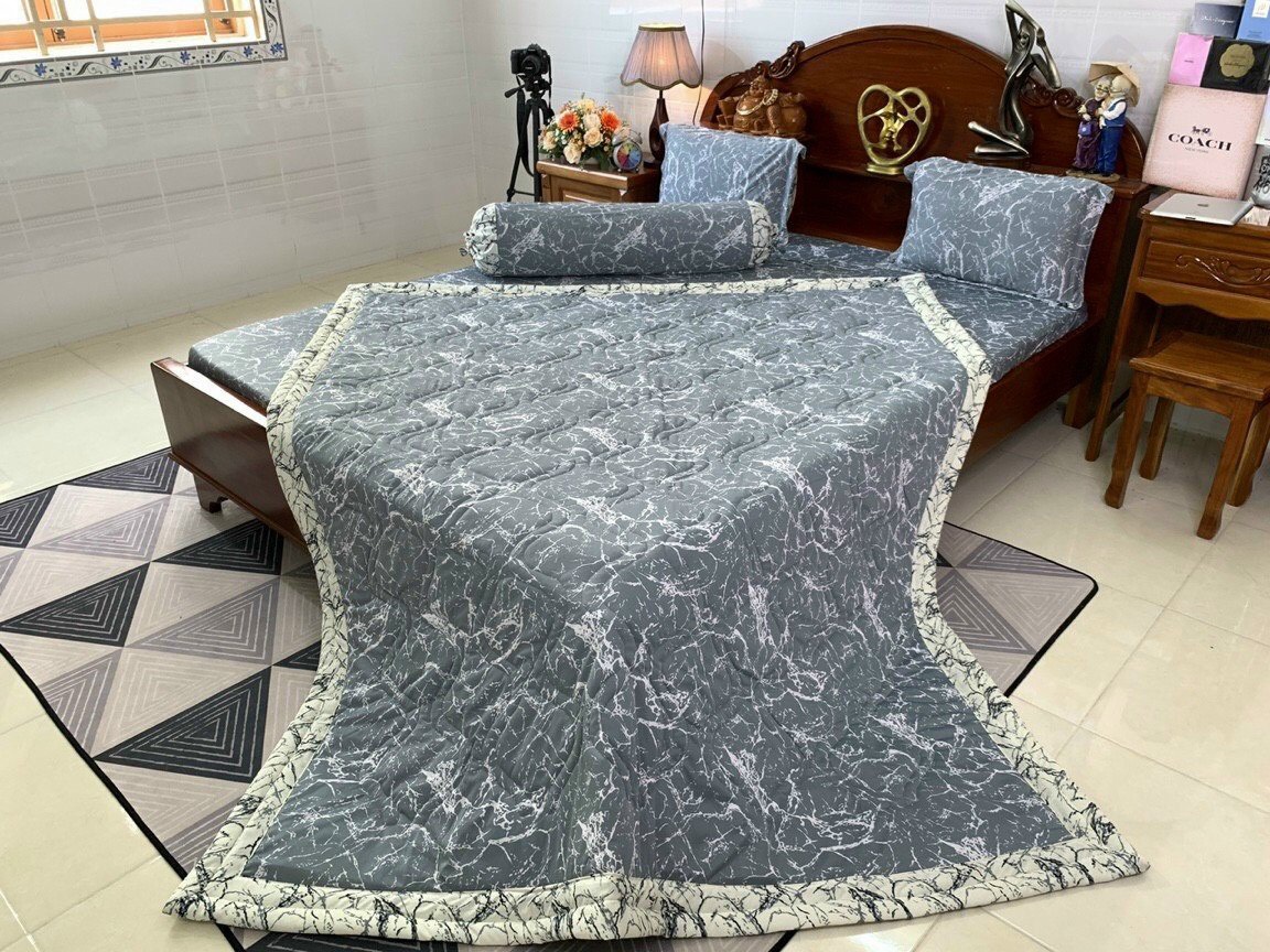 Trọn bộ drap ga thun [CÓ MỀN] (M6*2M nệm 5-15cm) chất Hàn quốc mát, đẹp