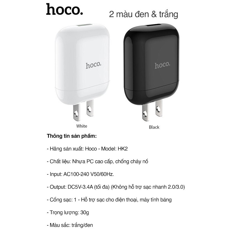 [HCM]Dock sạc nhanh Hoco HK2 Cổng USB 5V/3.4A cho Smart phone - Table
