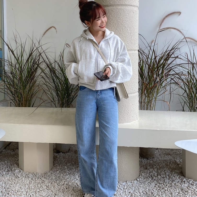 Áo hoodie zip croptop LOLLIE STUDIO TKA353