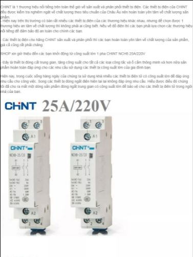 Khởi động từ 1 pha CHINT NCH8 25/20 25A (Contactor)