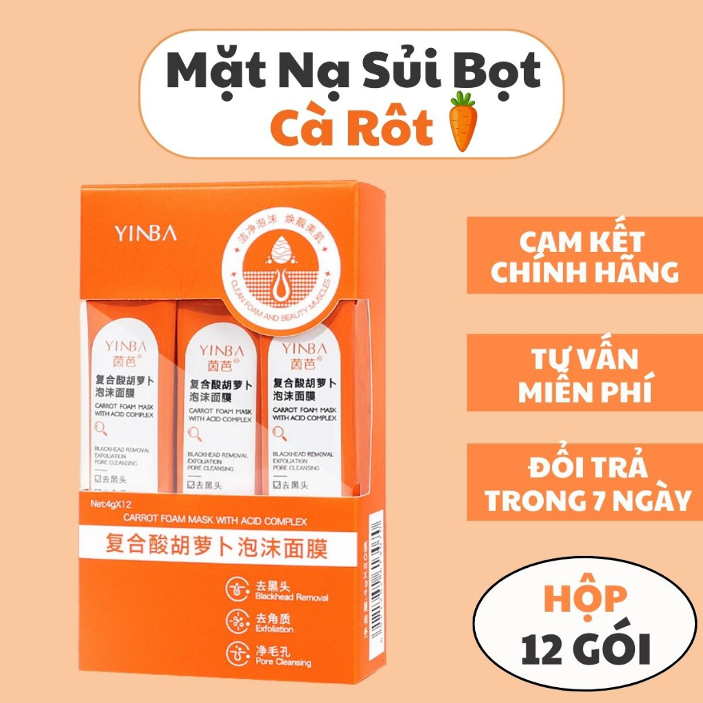 Mặt Nạ Sủi Bọt Thải Độc Cà Rốt Hộp 12 Gói