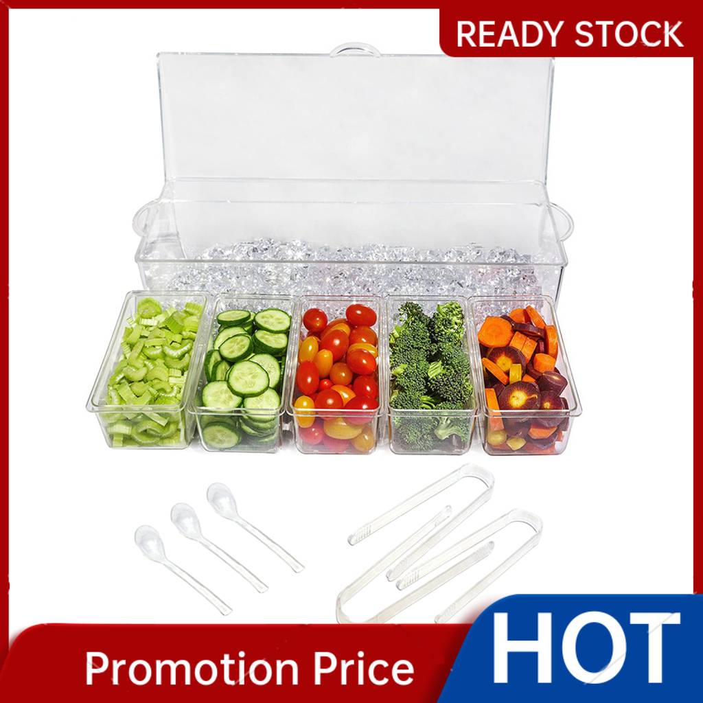 Wander Cloudly Chilled Serving Tray Acrylic Appetizer Serving Tray Serving Platter Dish Container Kitchen Clear Chilled Condiment Server for Shrimp Fruits