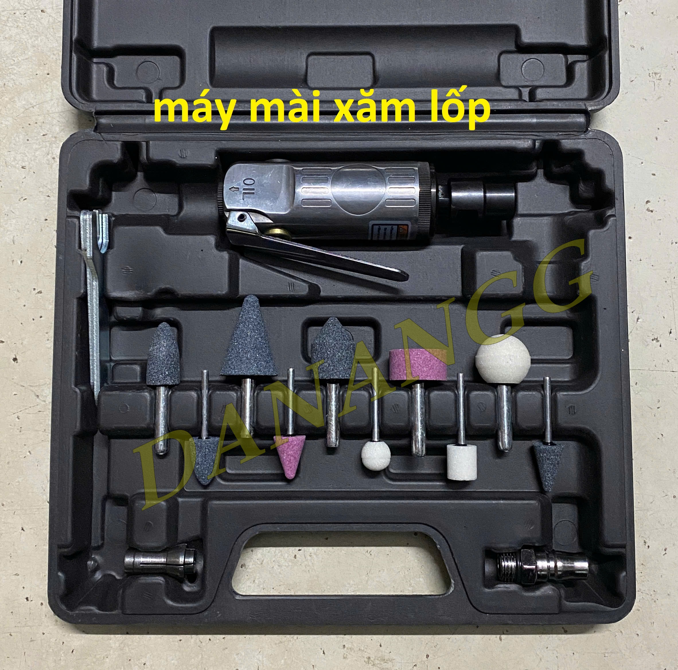 Máy mài hơi đánh xăm lốp + 10 đầu mài