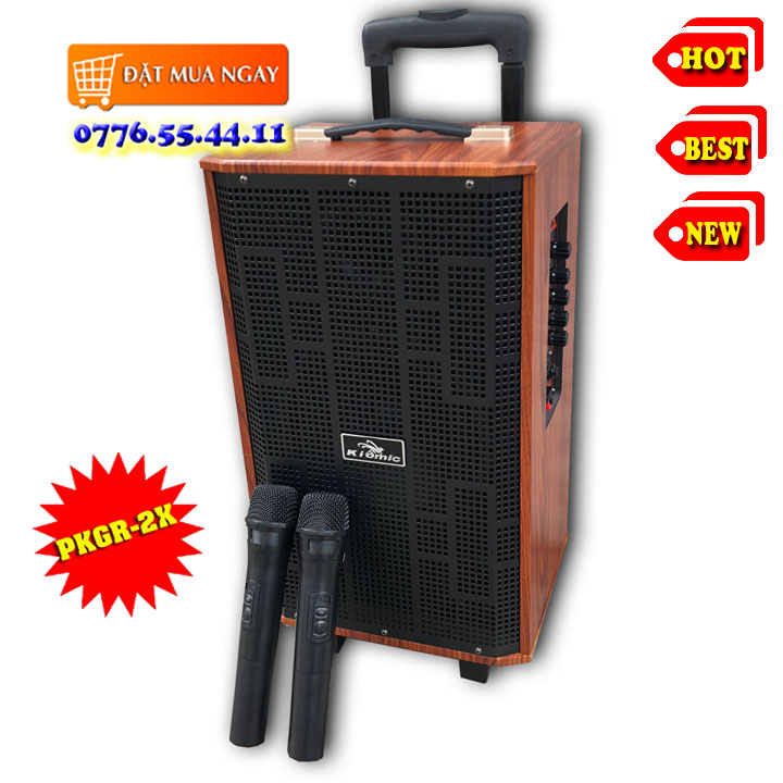 Loa Karaoke Bluetooth Di Động Vali Kéo Kiomic K85 Thùng Gỗ (Tặng Kèm 2 Micro Không Dây Hát Cực Hay) Shop Hung Phat