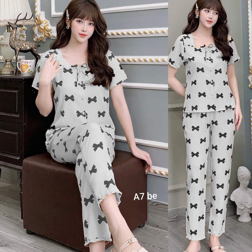 SET LỤA NƠ QUẦN LỬNG  MẶC NHÀ - LUADAI79