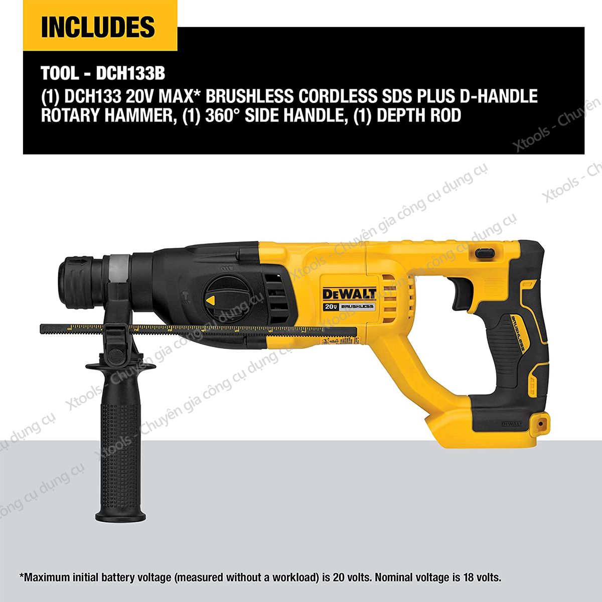 Machine drill chisel concrete battery DeWalt 18V drill battery handheld motor brushless, top tuck SDS, drilling capacity 26mm