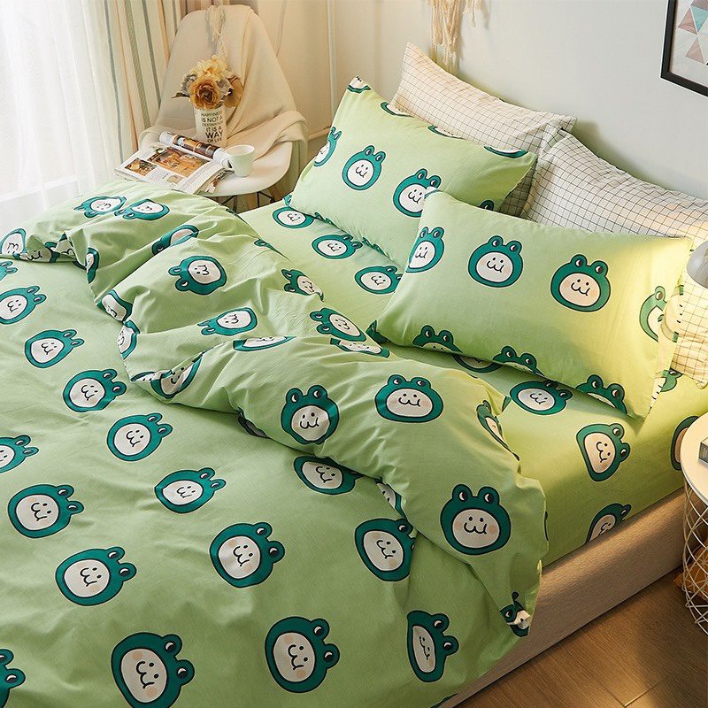 Bộ ga và 2 vỏ gối Cotton Poly Mẫu DOREMON ĐÁNH ĐÀN