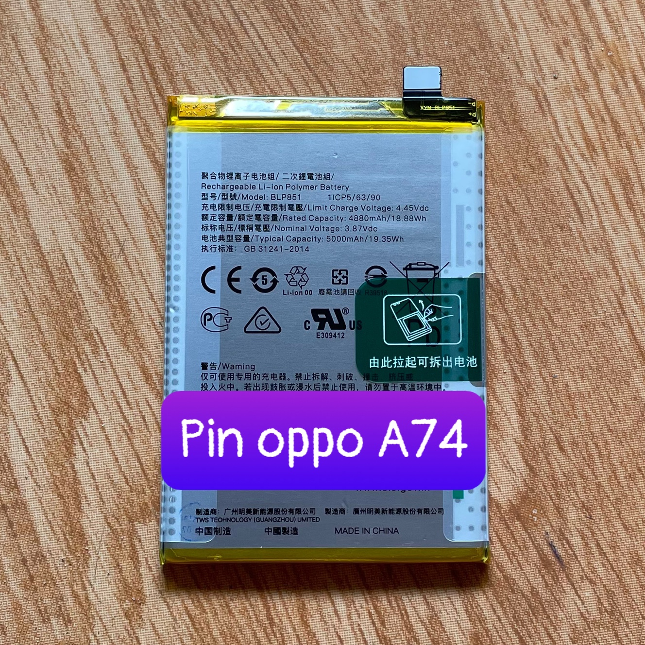 Pin oppo a74 mã blp851 zin dung lượng 5000mah