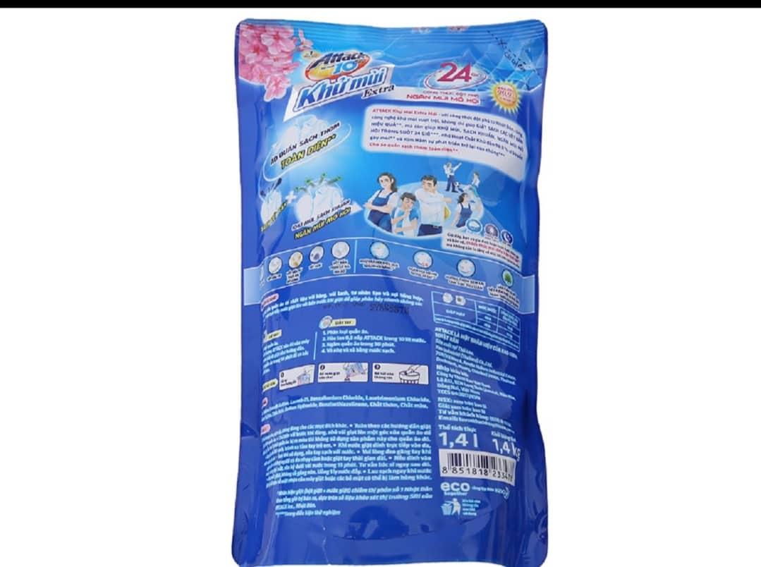 [HCM]set 2 túi nước giặt attack 1.4 L