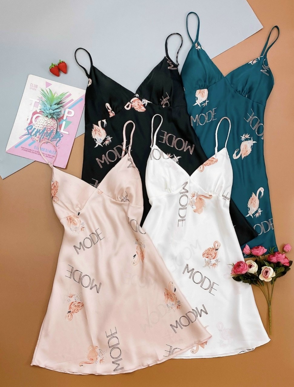 Váy ngủ 2 dây, chất liệu lụa TƠ TẰM cao cấp, Free size