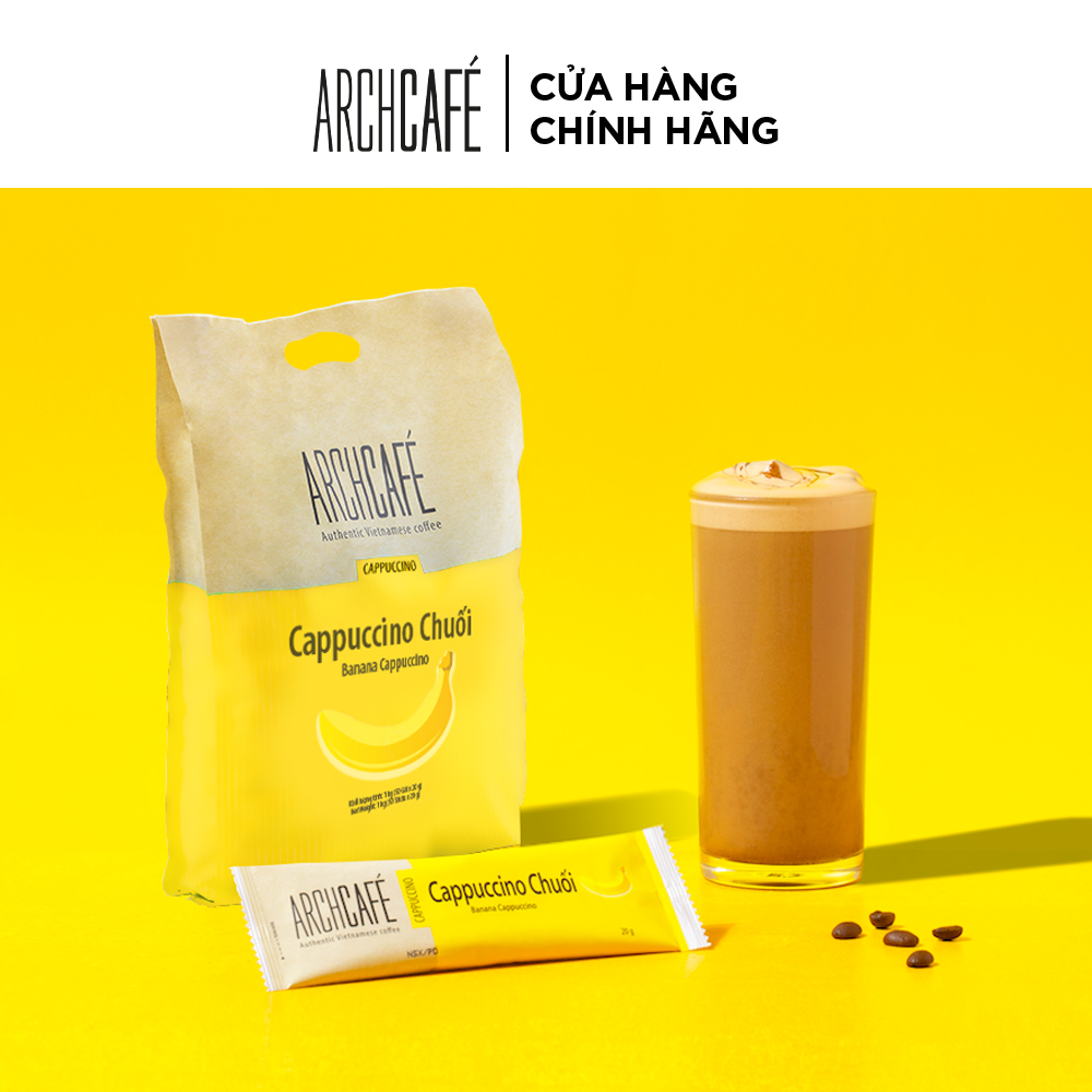 Túi Cà phê Cappuccino Chuối - Cafe hoà tan Archcafé (túi 50 gói x 20g)