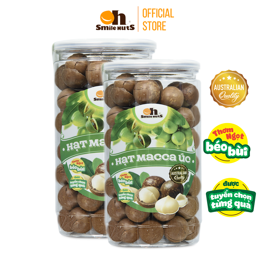 Combo 2 hộp hạt macca úc nứt vỏ Smile Nuts (500g/hộp), cung cấp nguồn năng lượng dồi dào, giúp điều hòa cholesterol