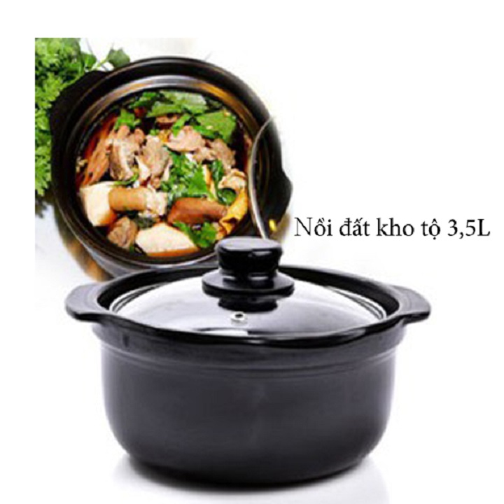 [Có Bảo Hành]Nồi Đất Nấu Lẩu Tem Vàng Chịu Nhiệt Đến 400 Độ Dung Tích 3,5 L
