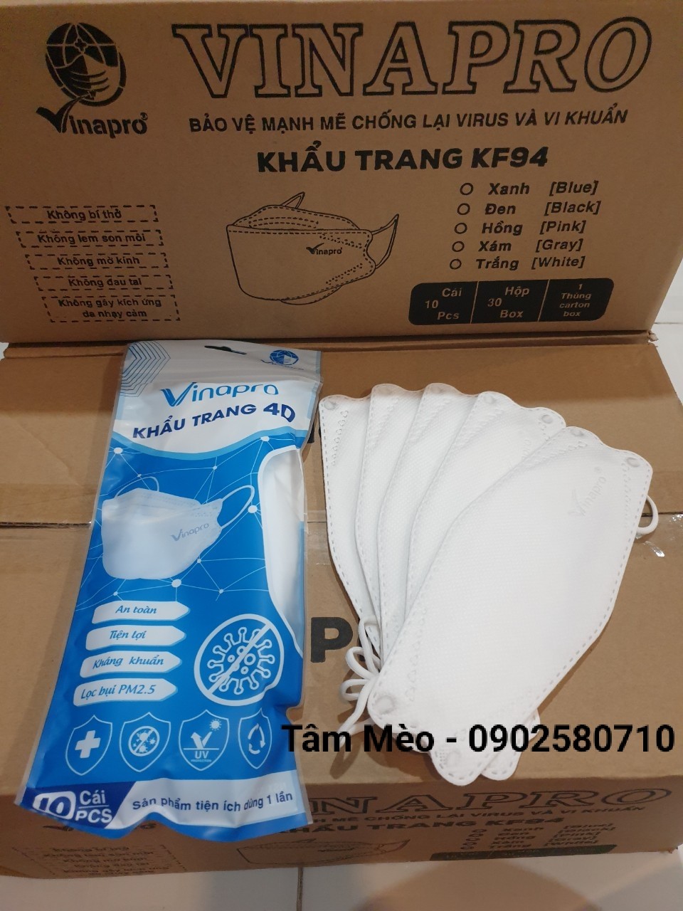 Khẩu trang KF94 Vinapro 4 lớp (1 bịch 10 cái)