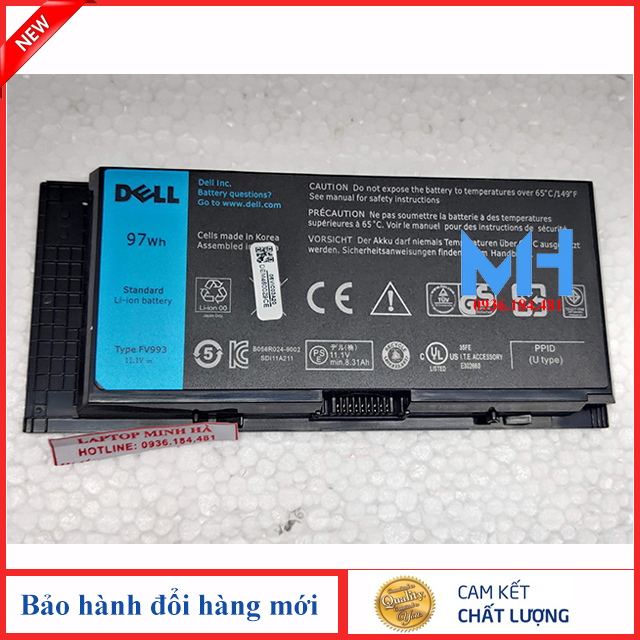 Pin laptop Dell Precision M4800 M4600 M6700 M4700 M6600 M6800 M50 FV993 T3NT1 97KRM 9GP08 KJ321 PG6RC R7PND X57F1 97WH ZIN theo máy