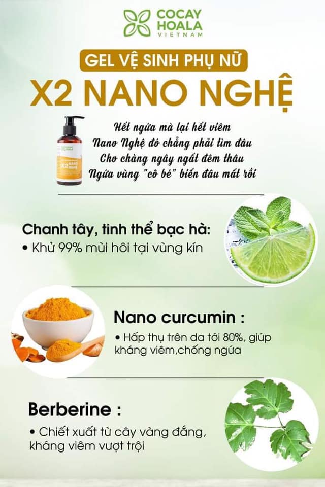 Gel ddvs phụ nữ x2 Nano nghệ [ngăn ngừa viêm nhiễm phụ khoa, kháng viêm, mùi, hồng xinh se khít]