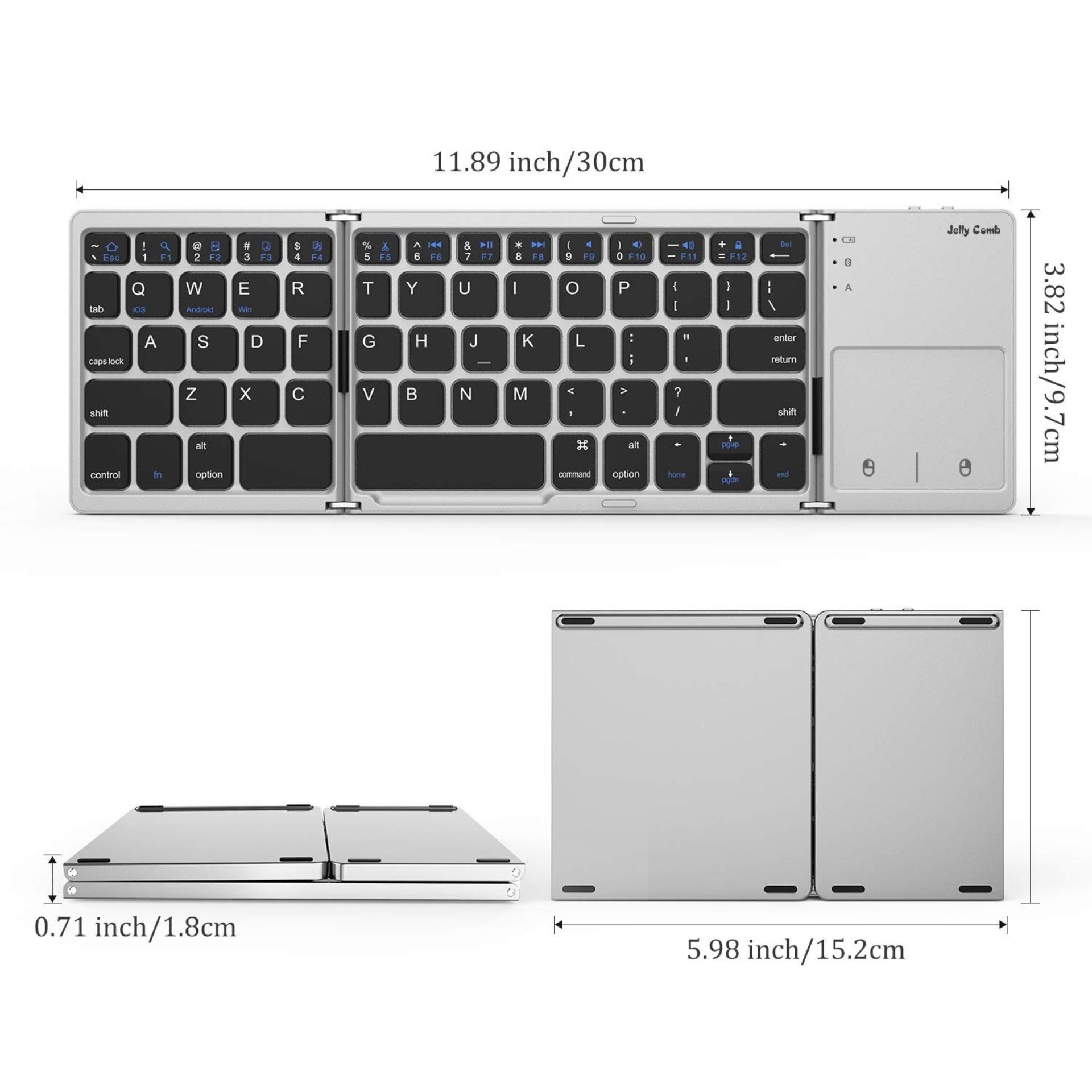 Bàn phím kiêm chuột không dây Bluetooth gấp gọn cho điện thoại/ máy tính bảng/ PC/ Laptop/ Android box Tặng kèm Đầu đọc thẻ xoay đa năng