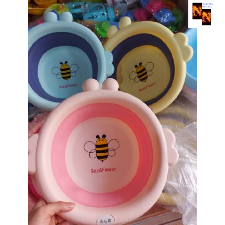 Thau chậu rửa mặt gấp gọn hình Ong cho bé