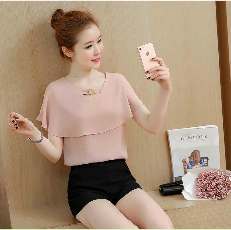 Áo kiểu nữ có vạt choàng fullsize