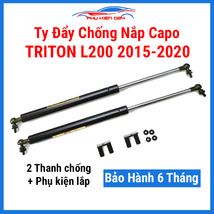 Bộ 2 ty thủy lực, ben hơi chống nắp capo ô tô Mitsubishi Triton L200 2015 2016 2017 2018 2019 2020 kèm phụ kiện lắp