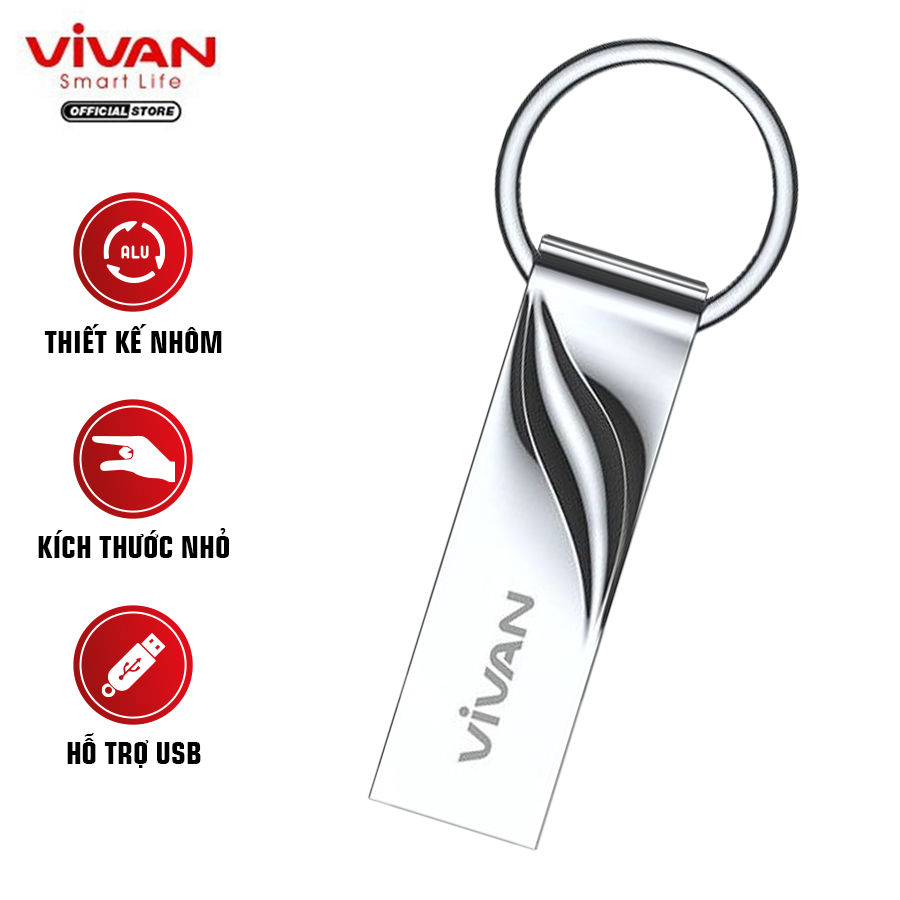 Usb 2.0 16gb/32gb vivan vf332/316 đầu kim loại flash drive cao cấp siêu nhẹ chống nước thiết kế sang trọng - bảo hành chính hãng 1 đổi 1