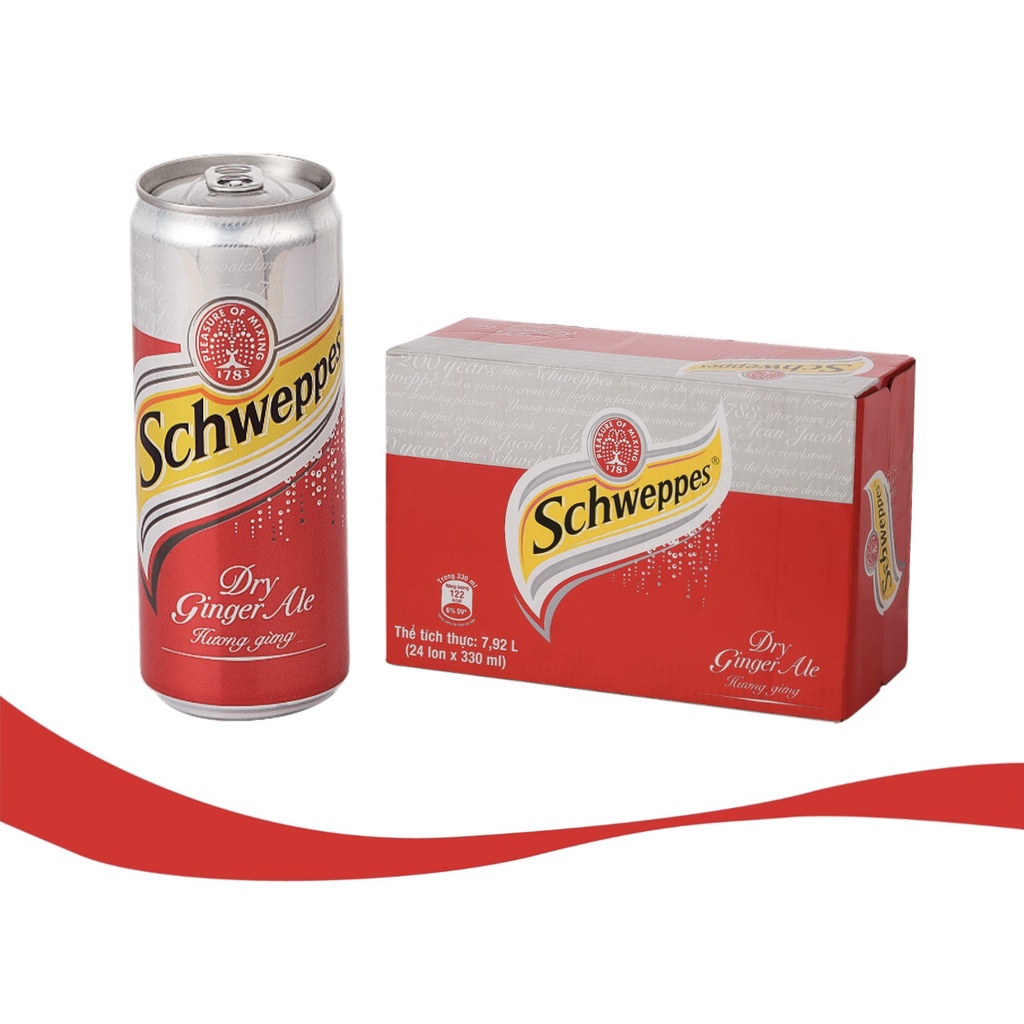 [ Date 4/2023 ] Thùng Soda Gừng Schweppes Dry Ginger Ale 24 lon 320ml