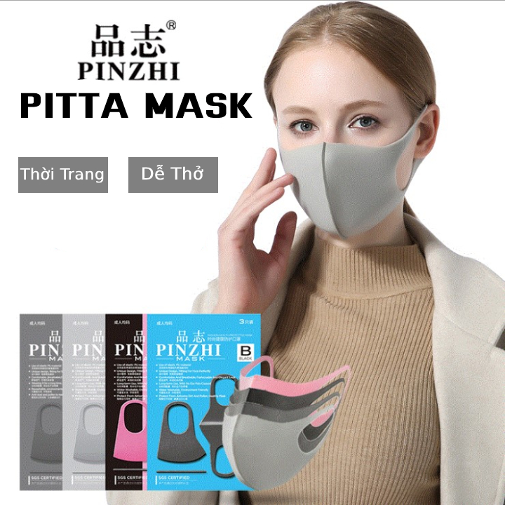 Gói 3 Khẩu Trang Lọc Bụi Pitta Mask Pinzhi 3D Dạng Bọt Biển (Kho HCM)